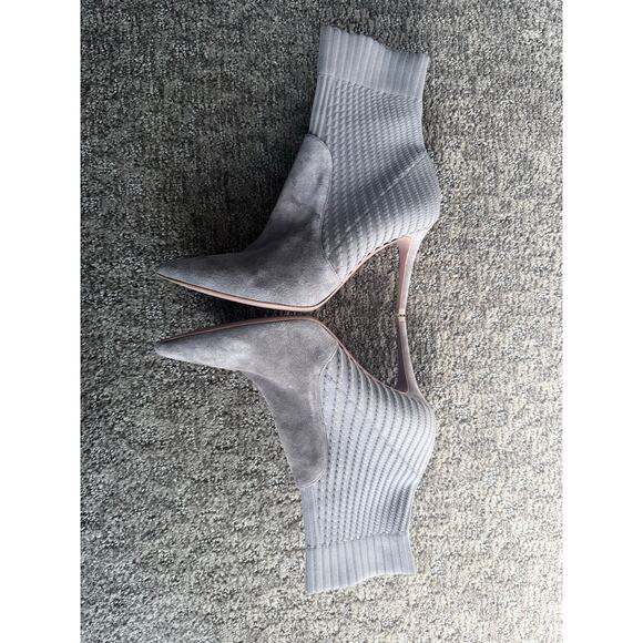 GIANVITO ROSSI taupe gray brown stiletto suede leather pointed Katie sock boots - Picture 6 of 12